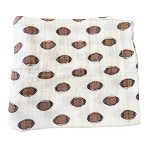 HB Hudson Baby Cotton Muslin Swaddle Blanket 46x46 Football Print 100% Cotton